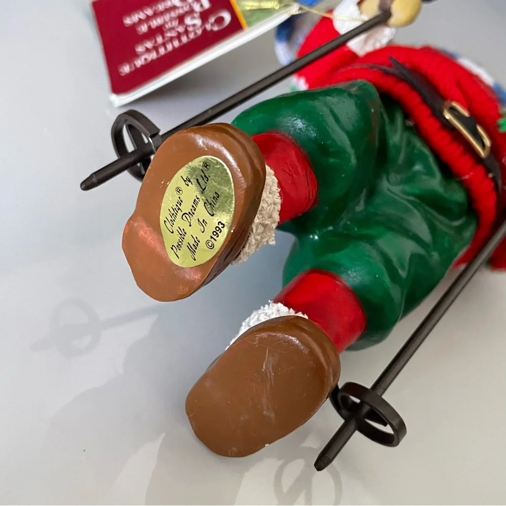 Skier Santa Ornament - Possible Dreams Clothtique by Dept. 56